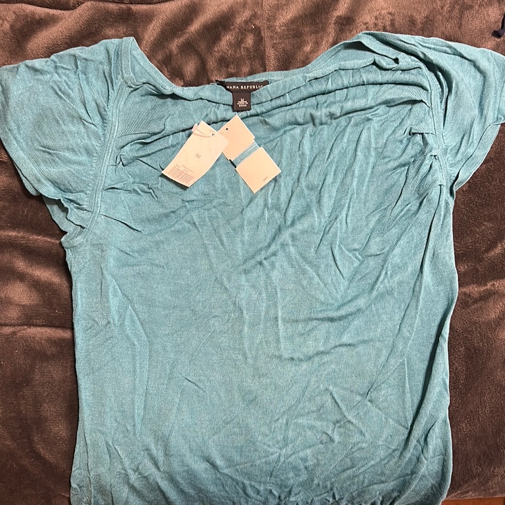 Banana Republic teal blouse shirt sleeve Woman’s M